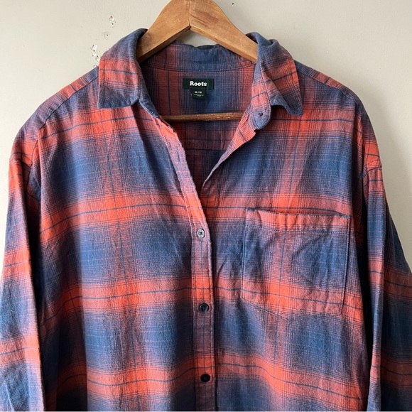 Roots Manning Pocket Flannel Shirt Men’s Size Medium Men’s Organic Cotton Plaid - Picture 7 of 14